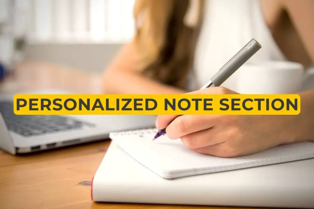 personalized note section