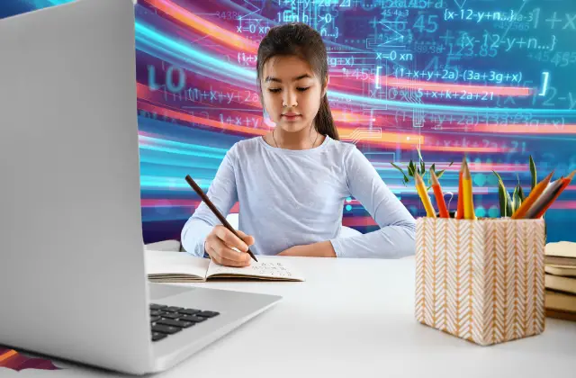 girl learning math online - featured image